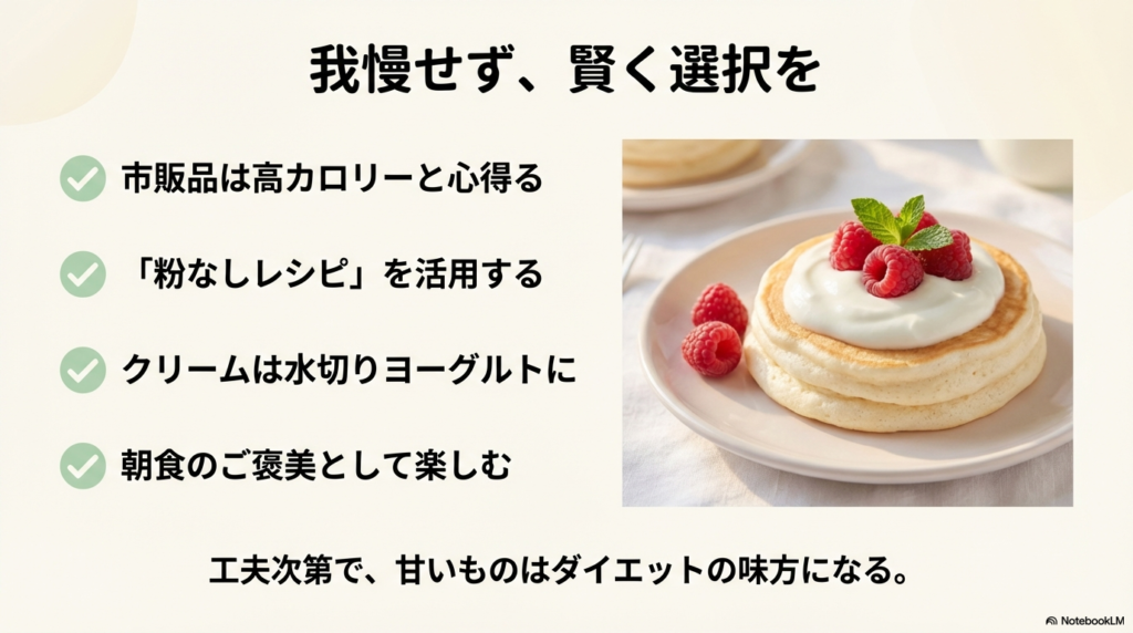 ダイエット中にパンケーキを楽しむための重要ポイントまとめ 市販品への注意や粉なしレシピの活用などダイエット中に賢くパンケーキを食べる4つのコツ