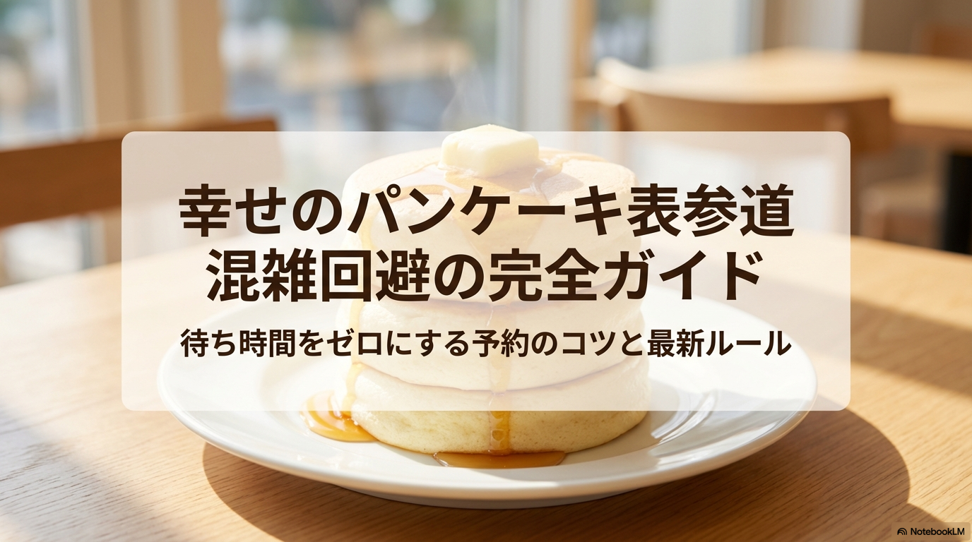 幸せのパンケーキ表参道店での待ち時間をゼロにするための、予約のコツと最新ルールをまとめた完全ガイドの表紙です