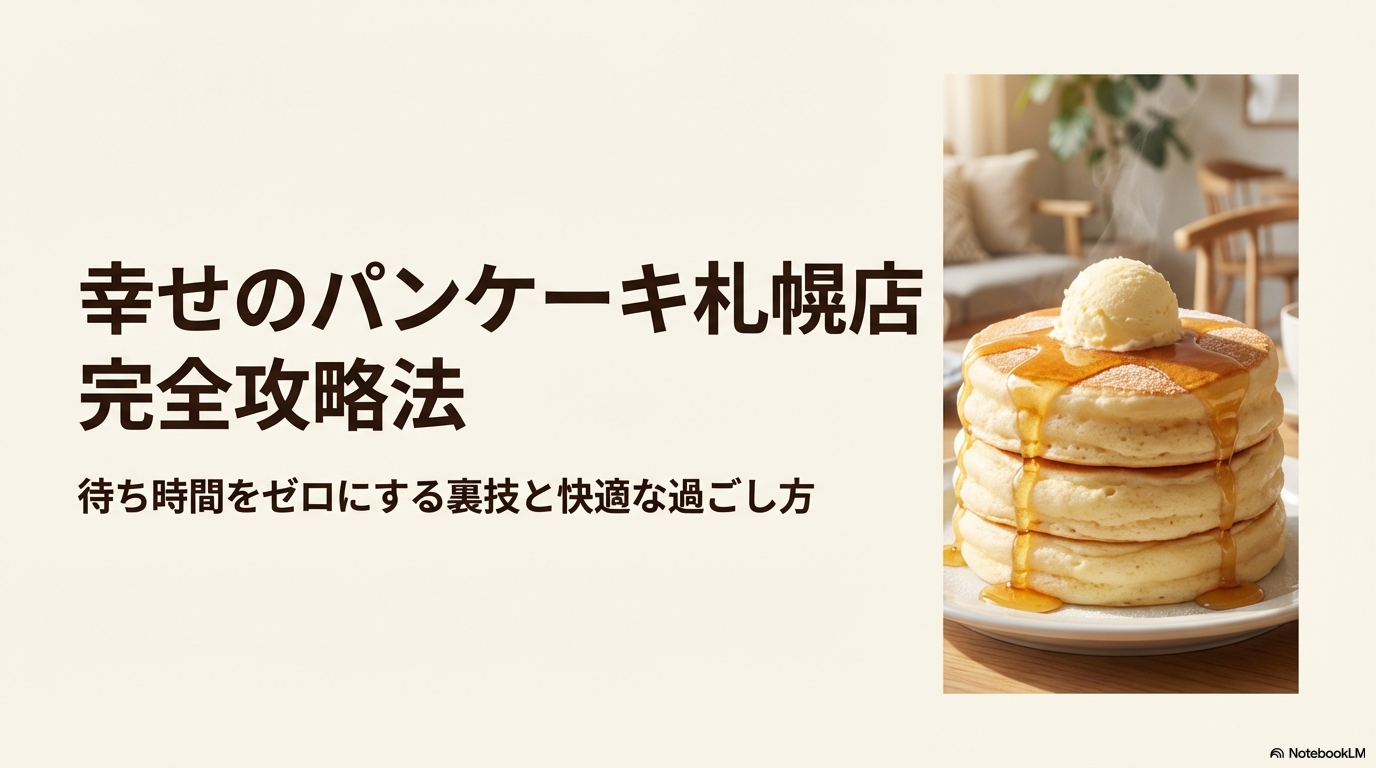 幸せのパンケーキ札幌店の待ち時間をなくす裏技と快適な過ごし方をまとめた完全攻略法の表紙です。